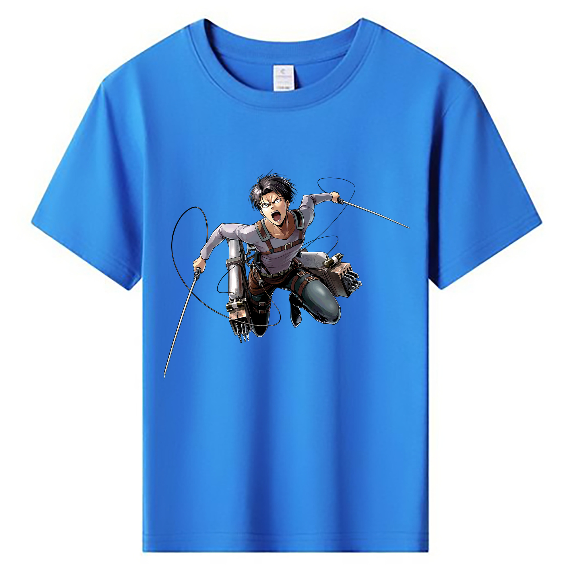 （画像用） 進撃の巨人 リヴァイ·アッカーマン Attack on Titan Levi Ackerman 綿100％キッズTシャツ（フロントプリント）